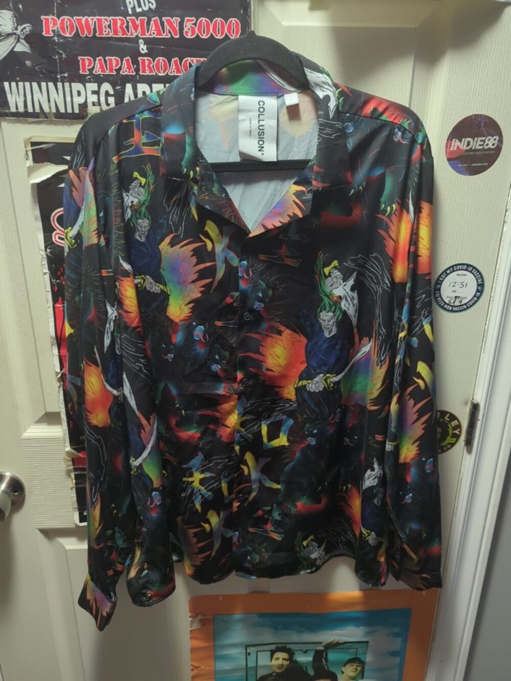 Manga Shirt Mens Size Large Button All Over Print Casual Or Going Out